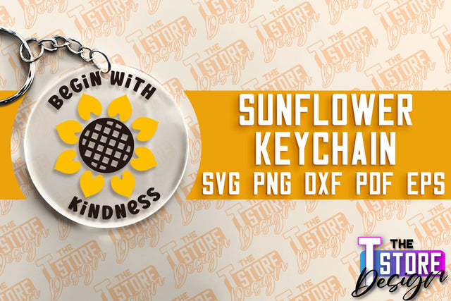 Sunflower Keychain SVG Design | Flowers Design | Keychain Print Design SVG The T Store Design 
