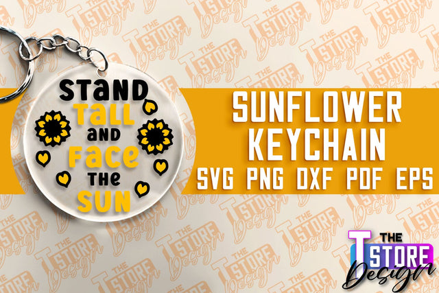 Sunflower Keychain SVG Design | Flowers Design | Keychain Print Design SVG The T Store Design 