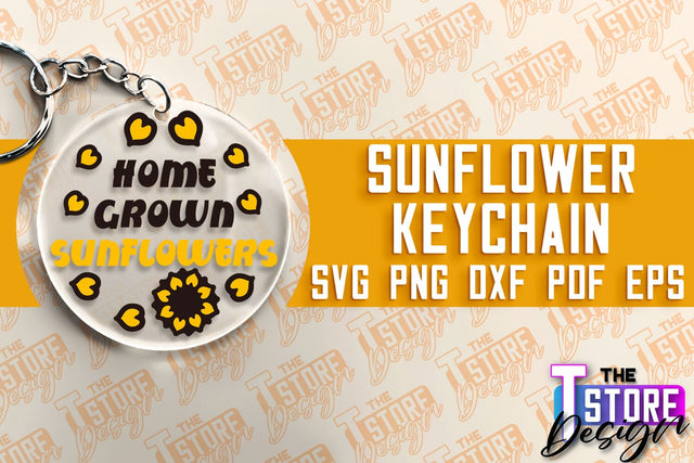 Sunflower Keychain SVG Design | Flowers Design | Keychain Print Design SVG The T Store Design 