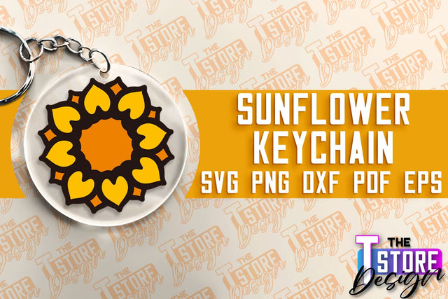 Sunflower Keychain SVG Design | Flowers Design | Keychain Print Design SVG The T Store Design 
