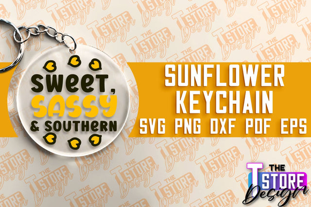 Sunflower Keychain SVG Design | Flowers Design | Keychain Print Design SVG The T Store Design 
