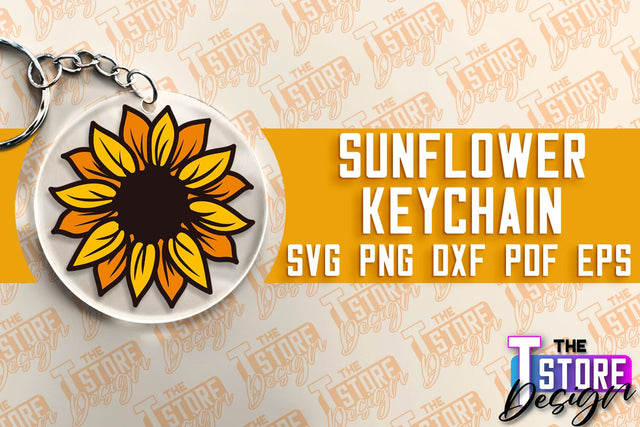 Sunflower Keychain SVG Design | Flowers Design | Keychain Print Design SVG The T Store Design 