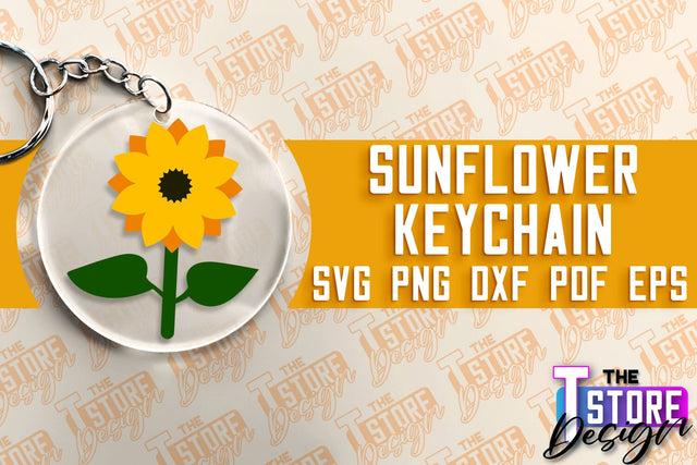Sunflower Keychain SVG Design | Flowers Design | Keychain Print Design SVG The T Store Design 