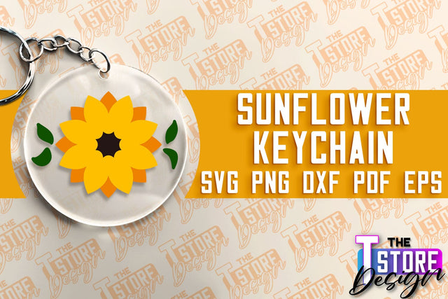 Sunflower Keychain SVG Design | Flowers Design | Keychain Print Design SVG The T Store Design 