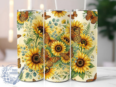 Sunflower Leopard 20oz Tumbler, Animal Print Floral, Stylish Tumbler, Nature Sublimation, Trendy Wrap Design, Bold PNG, 20oz Tumbler Wrap Sublimation ToriDesigns 