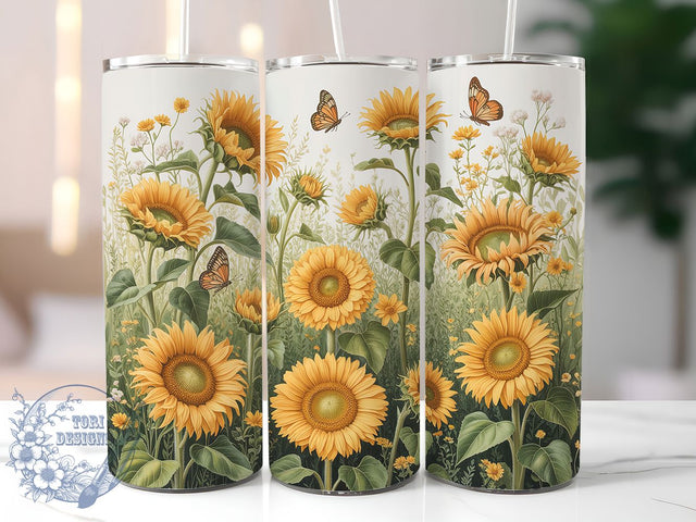 Sunflower Leopard 20oz Tumbler, Animal Print Floral, Stylish Tumbler, Nature Sublimation, Trendy Wrap Design, Bold PNG, 20oz Tumbler Wrap Sublimation ToriDesigns 