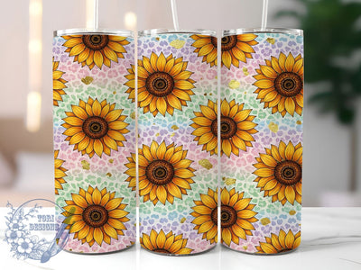 Sunflower Leopard 20oz Tumbler, Leopard Print, Sunflower Design, Wild Style, Floral Motif, Bold Aesthetic, 20oz Wrap, Sublimation Tumbler Sublimation ToriDesigns 