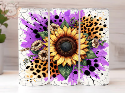 Sunflower Leopard 20oz Tumbler Png, Straight & Tapered Tumbler Png, Sunflower Tumbler Png, Digital Download PNG Sublimation Lara' s Designs 