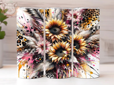 Sunflower Leopard 20oz Tumbler Png, Straight & Tapered Tumbler Png, Sunflower Tumbler Png, Digital Download PNG Sublimation Lara' s Designs 