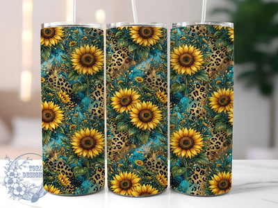 Sunflower Leopard 20oz Tumbler, Sunflower Leopard, Leopard Sunflower, Sunflower Tumbler, Leopard Tumbler, 20oz Tumbler Wrap, Sunflower PNG, Leopard PNG Sublimation ToriDesigns 