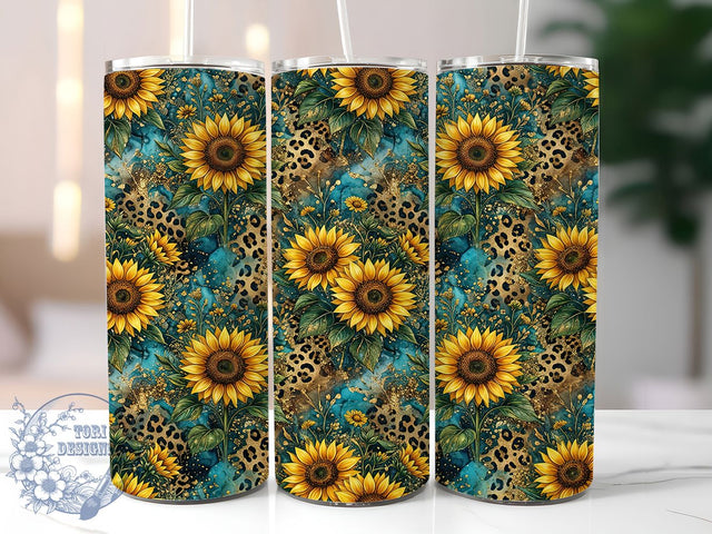 Sunflower Leopard 20oz Tumbler, Sunflower Leopard, Leopard Sunflower, Sunflower Tumbler, Leopard Tumbler, 20oz Tumbler Wrap, Sunflower PNG, Leopard PNG Sublimation ToriDesigns 