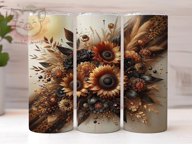 Sunflower Leopard 20oz Tumbler Wrap, Leopard Print Cup, 20oz Sublimation, Western Style Drinkware, Boho Tumbler Design, Country Chic Gift, Floral Animal Print Sublimation Lara' s Designs 