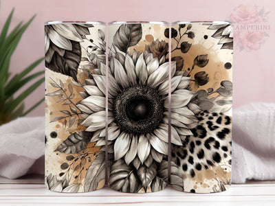 Sunflower Leopard 20oz Tumbler Wrap PNG, Sunflower Tumbler Png, Straight & Tapered Tumbler Wrap, Instant Digital Download Sublimation Li Zamperini 