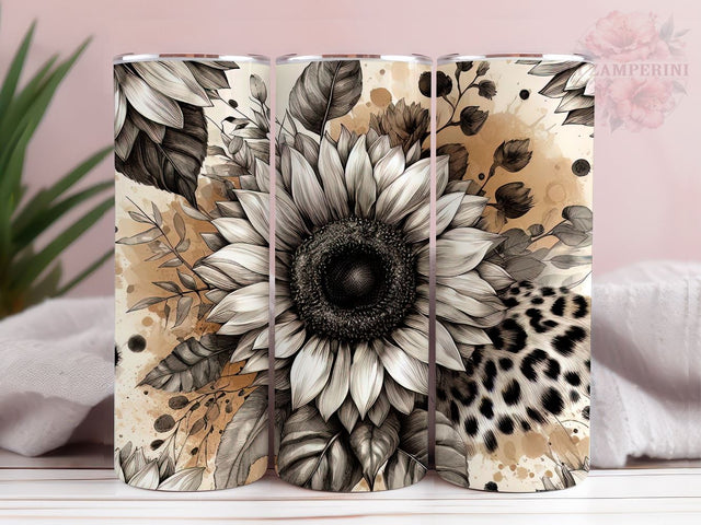 Sunflower Leopard 20oz Tumbler Wrap PNG, Sunflower Tumbler Png, Straight & Tapered Tumbler Wrap, Instant Digital Download Sublimation Li Zamperini 