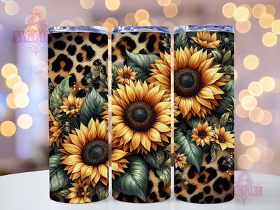 Sunflower Leopard 20oz Tumbler Wrap Sublimation Design, Straight Tapered Tumbler Wrap, Watercolor Sunflower Tumbler Png, Instant Digital Download Sublimation SvggirlplusArt 