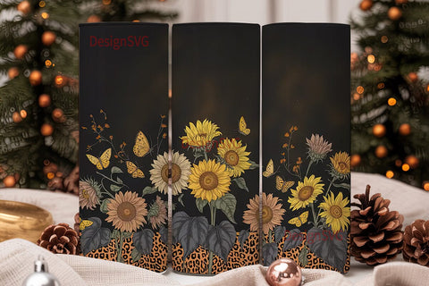 Sunflower Leopard 20oz Tumbler Wrap Sublimation DesignSVG 