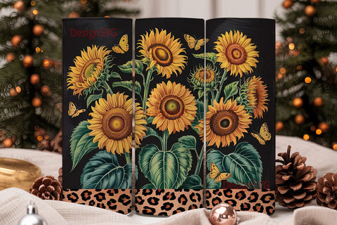 Sunflower Leopard 20oz Tumbler Wrap Sublimation DesignSVG 