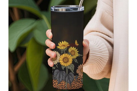 Sunflower Leopard 20oz Tumbler Wrap Sublimation DesignSVG 