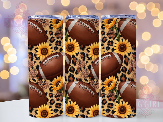 Sunflower Leopard Football Tumbler Wrap, Leopard Football PNG, Game Day Tumbler Wrap, 20oz Skinny Tumbler, Girly Football Tumbler, Fall Tumbler Sublimation, Sunflower Leopard Tumbler Sublimation SvggirlplusArt 