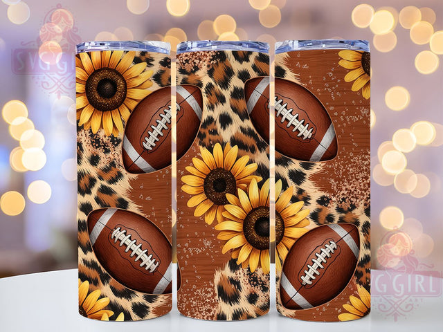 Sunflower Leopard Football Tumbler Wrap, Leopard Football PNG, Game Day Tumbler Wrap, 20oz Skinny Tumbler, Girly Football Tumbler, Fall Tumbler Sublimation, Sunflower Leopard Tumbler Sublimation SvggirlplusArt 