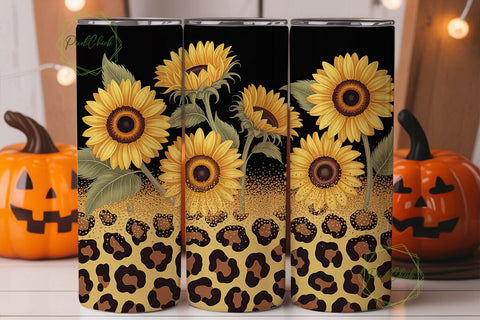 Sunflower Leopard Glitter 20oz Tumbler Sublimation PixelChick 