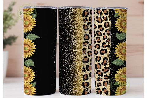 Sunflower Leopard Glitter 20oz Tumbler Sublimation PixelChick 