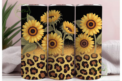 Sunflower Leopard Glitter 20oz Tumbler Sublimation PixelChick 