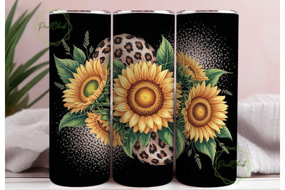 Sunflower Leopard Glitter 20oz Tumbler Sublimation PixelChick 