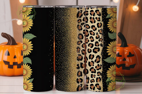 Sunflower Leopard Glitter 20oz Tumbler Sublimation PixelChick 