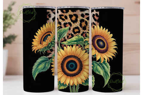 Sunflower Leopard Glitter 20oz Tumbler Sublimation PixelChick 