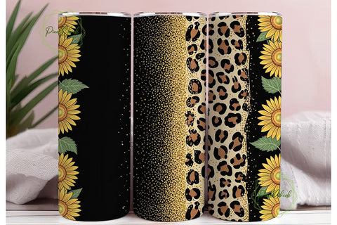 Sunflower Leopard Glitter 20oz Tumbler Sublimation PixelChick 