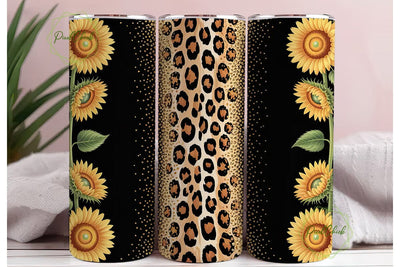Sunflower Leopard Glitter 20oz Tumbler Sublimation PixelChick 