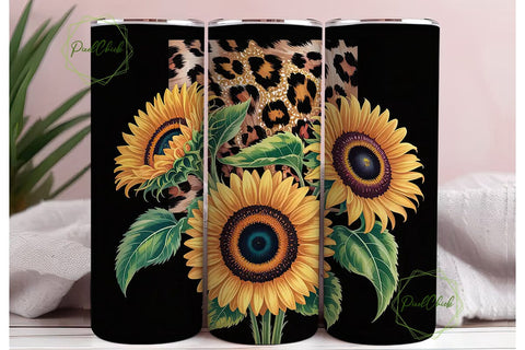 Sunflower Leopard Glitter 20oz Tumbler Sublimation PixelChick 