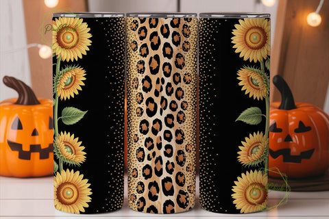 Sunflower Leopard Glitter 20oz Tumbler Sublimation PixelChick 