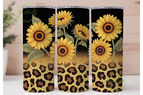 Sunflower Leopard Glitter 20oz Tumbler Sublimation PixelChick 