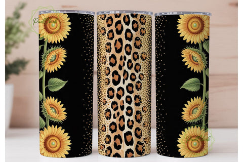 Sunflower Leopard Glitter 20oz Tumbler Sublimation PixelChick 