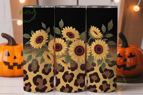 Sunflower Leopard Glitter 20oz Tumbler Sublimation PixelChick 