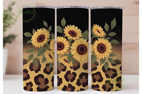 Sunflower Leopard Glitter 20oz Tumbler Sublimation PixelChick 