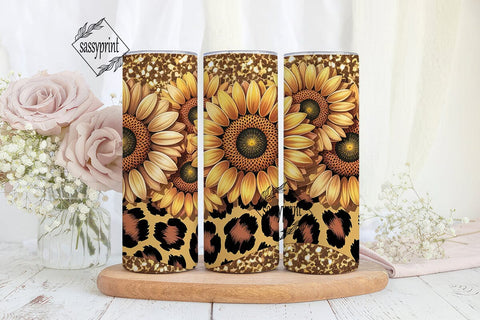 Sunflower Leopard Glitter 20oz Tumbler Sublimation sassyprint 