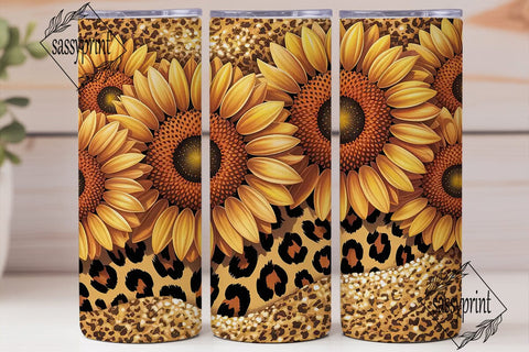 Sunflower Leopard Glitter 20oz Tumbler Sublimation sassyprint 