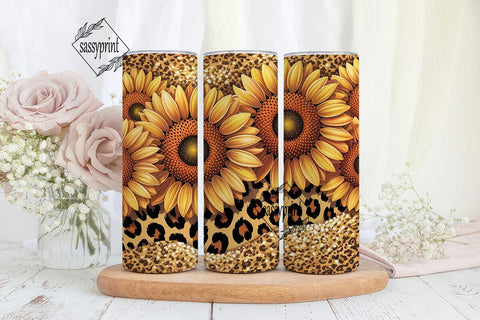 Sunflower Leopard Glitter 20oz Tumbler Sublimation sassyprint 