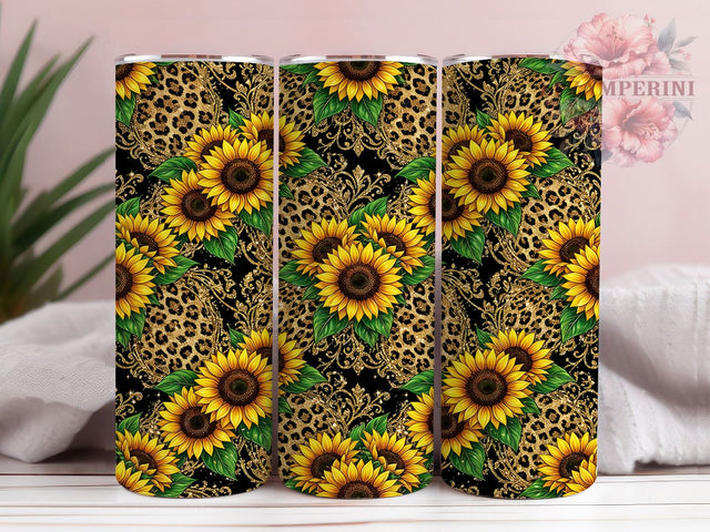 Sunflower Leopard Glitter 20oz Tumbler, Sunflower Leopard, Leopard Glitter, Sunflower Glitter, Glitter Leopard PNG, Leopard Tumbler, Glitter Tumbler, 20oz Tumbler Wrap Sublimation Li Zamperini 
