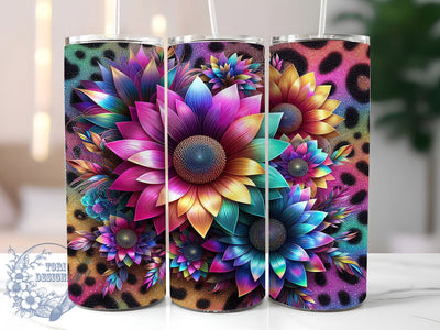 Sunflower Leopard Glitter Tumbler Wrap, Leopard Print Tumbler, Glitter Tumbler PNG, 20oz Sublimation Wrap, Floral Animal Print Wrap, Wildflower Tumbler Design, Cheetah Sunflower PNG Sublimation ToriDesigns 