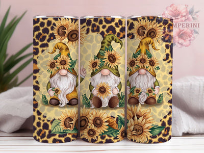 Sunflower Leopard Gnome 20oz Tumbler, 20oz Sublimation Tumbler, Boho Gnome Tumbler, Rustic Sunflower Tumbler, Cute Gnome Tumbler Wrap, Animal Print Tumbler Design Sublimation Li Zamperini 