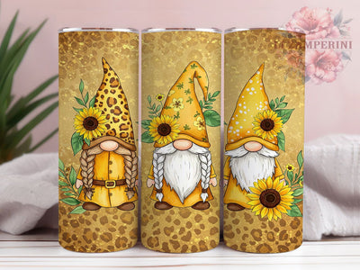 Sunflower Leopard Gnome 20oz Tumbler, 20oz Sublimation Tumbler, Boho Gnome Tumbler, Rustic Sunflower Tumbler, Cute Gnome Tumbler Wrap, Animal Print Tumbler Design Sublimation Li Zamperini 