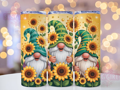 Sunflower Leopard Gnome 20oz Tumbler, Leopard, Gnome, Tumbler Wrap, Sublimation Design, 20oz Tumbler, PNG Wrap Sublimation SvggirlplusArt 