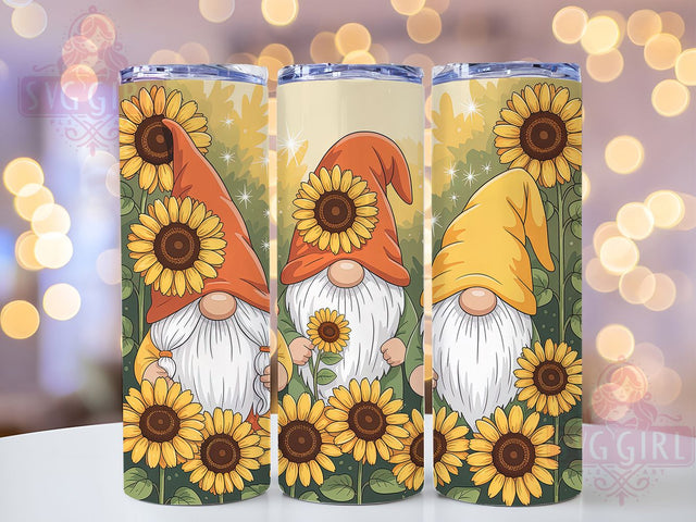 Sunflower Leopard Gnome 20oz Tumbler, Leopard, Gnome, Tumbler Wrap, Sublimation Design, 20oz Tumbler, PNG Wrap Sublimation SvggirlplusArt 