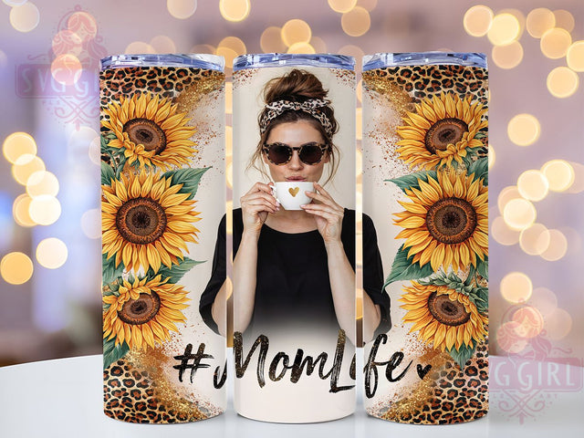 Sunflower Leopard Mom Glam 20oz Tumbler, Mom Life, Leopard Glam, Rustic Sunflower, Boho Mom, Skinny Tumbler, Sublimation PNG Sublimation SvggirlplusArt 