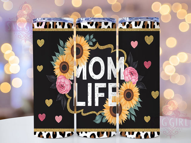 Sunflower Leopard Mom Tumbler Wrap, Leopard Print Mom Cup, Mom Life Tumbler Wrap, 20oz Wild Mama Tumbler, Floral Leopard PNG, Trendy Mom Sublimation, Rustic Mom Cup Design Sublimation SvggirlplusArt 