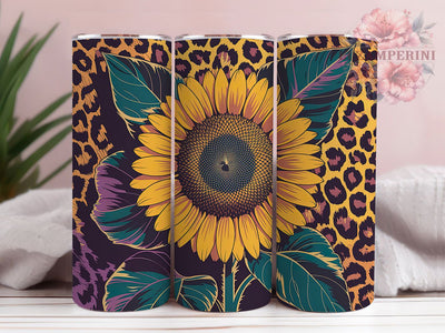 Sunflower Leopard Print 20oz Tumbler, Floral Animal Tumbler, Sublimation Wrap, 20oz Tumbler Design, Rustic Gift, PNG Tumbler Wrap, Mom Quote Sublimation Li Zamperini 